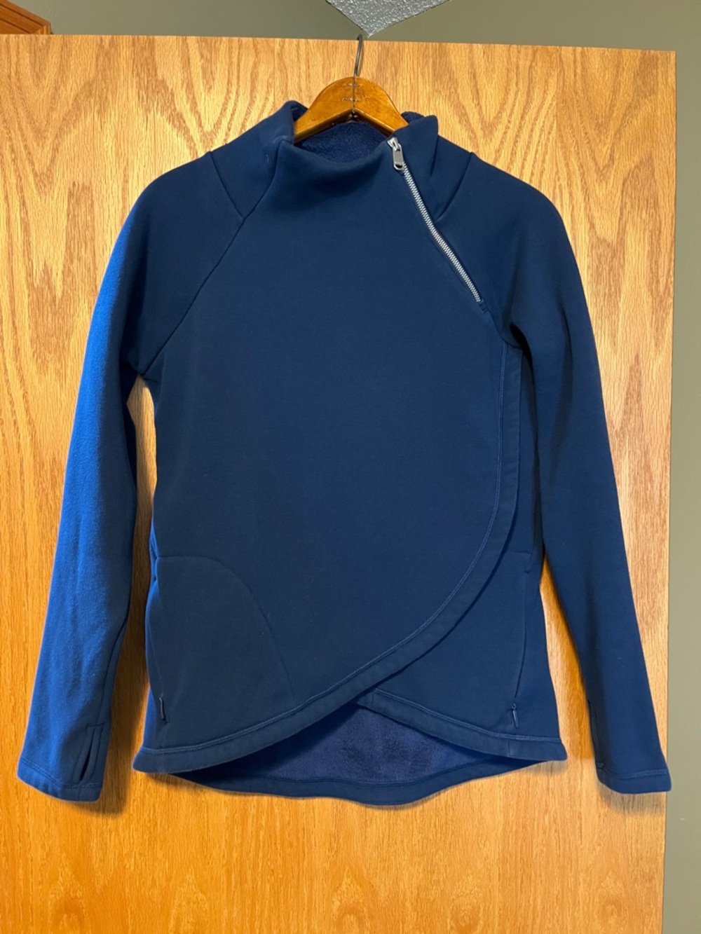 Athleta Navy Zip-Front Fleece Jacket